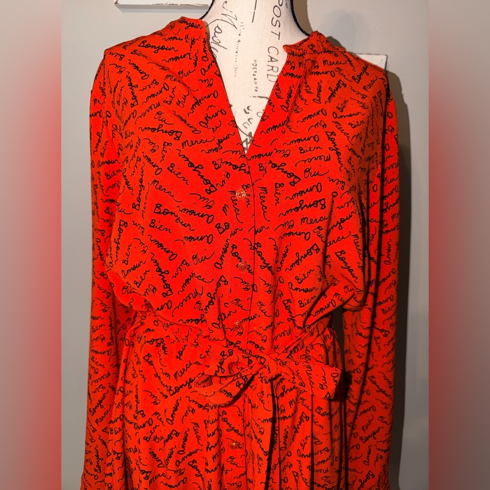 Banana Republic Vibrant Orange Parisian Flair Long Sleeve Dress - Picture 5 of 10